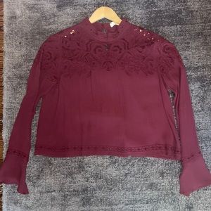 ASTR The Label burgundy long sleeve shirt size S